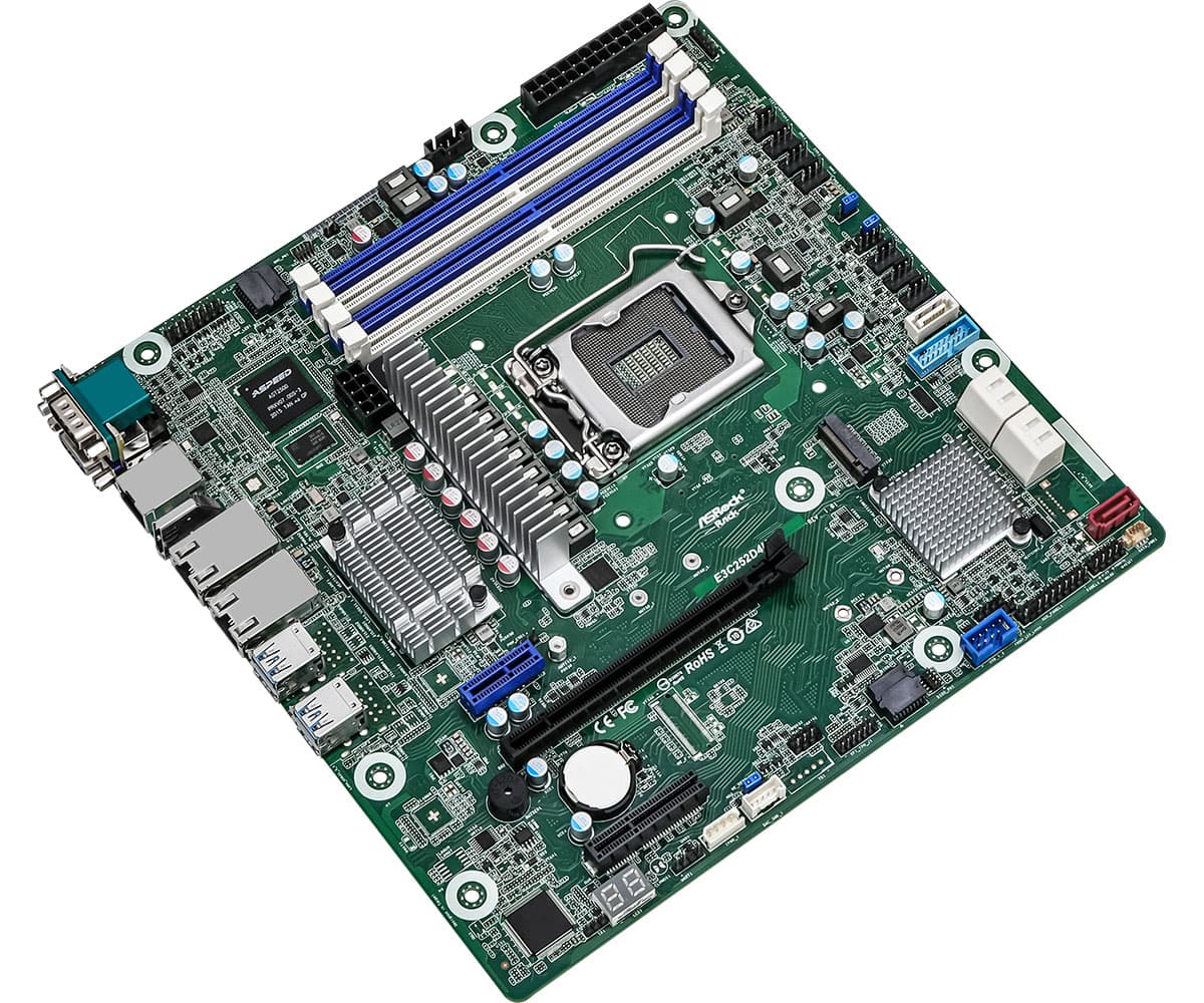 Внутренняя компоновка ASRock Rack E3C252D4U-2T